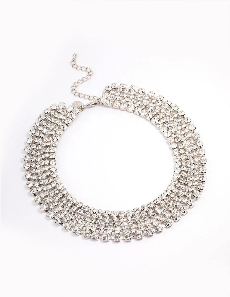 Rhodium Cup Chain Statement Necklace