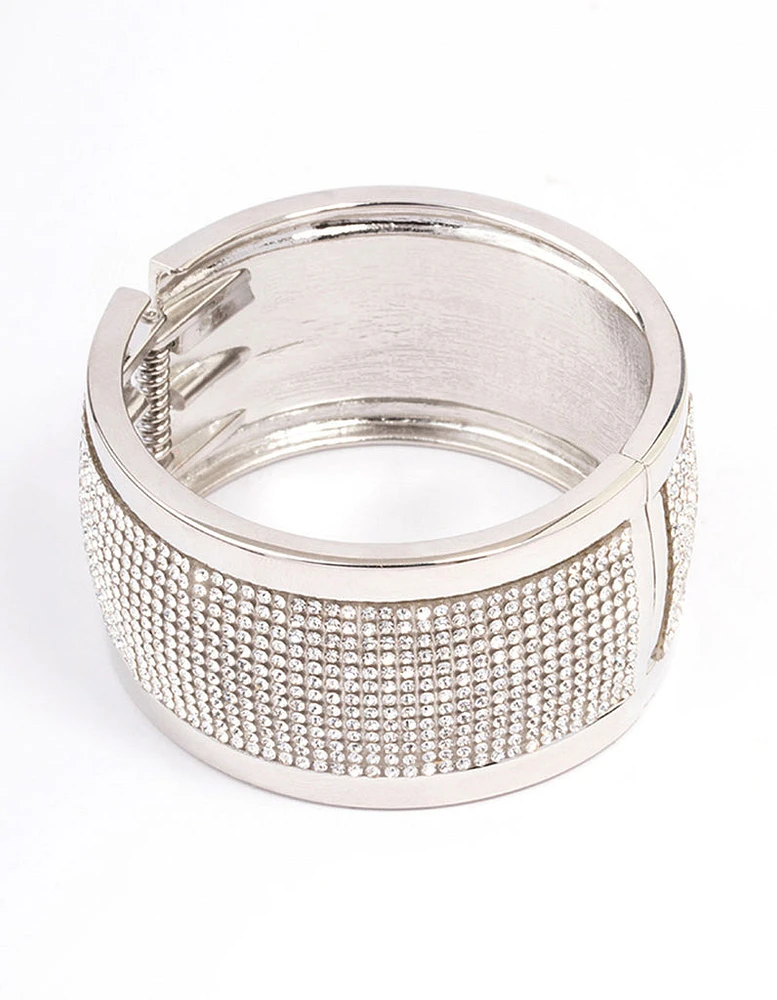 Rhodium Cluster Diamante Wrist Cuff