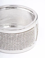 Rhodium Cluster Diamante Wrist Cuff