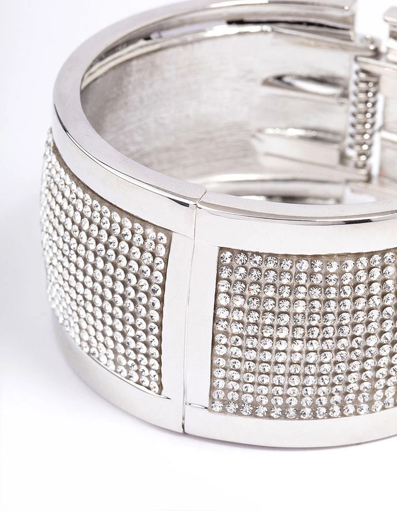 Rhodium Cluster Diamante Wrist Cuff