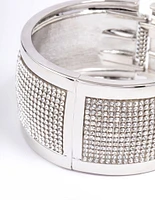 Rhodium Cluster Diamante Wrist Cuff