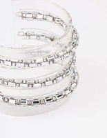 Silver Triple Diamante Row Wrist Cuff