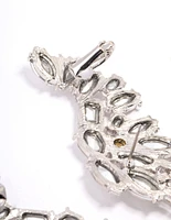 Rhodium Multi Diamante Cup Chain Ear Cuff