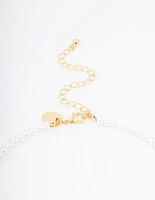 Gold Plated Letter Initial & Pearl Pendant Necklace