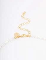 Gold Plated Letter C Initial & Pearl Pendant Necklace