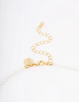 Gold Plated Letter J Initial & Pearl Pendant Necklace