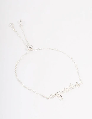 Silver Plated Aquarius Script Bracelet