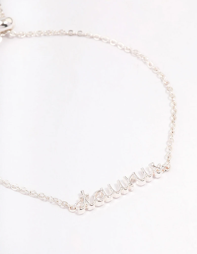 Silver Plated Taurus Script Bracelet