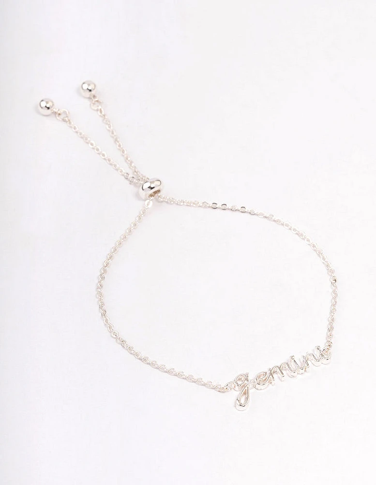 Silver Plated Gemini Script Bracelet