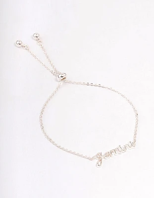 Silver Plated Gemini Script Bracelet