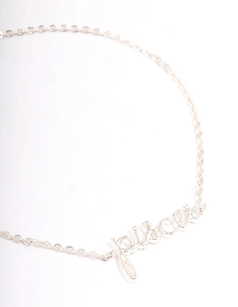 Silver Plated Pisces Script Bracelet