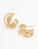 Gold Plated Stainless Steel Organic Wire Hoop Earrings