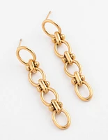 Waterproof Gold Plated Stainless Steel Oval Ball Chain Drop Earrings