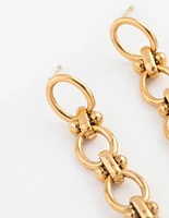 Waterproof Gold Plated Stainless Steel Oval Ball Chain Drop Earrings