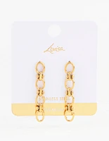 Waterproof Gold Plated Stainless Steel Oval Ball Chain Drop Earrings