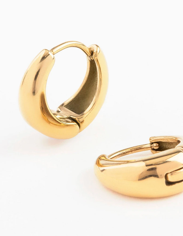 Waterproof Gold Plated Stainless Steel Mini Drop Huggie Earrings