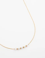 Waterproof Gold Plated Stainless Steel Dainty Pearl & Ball Necklace