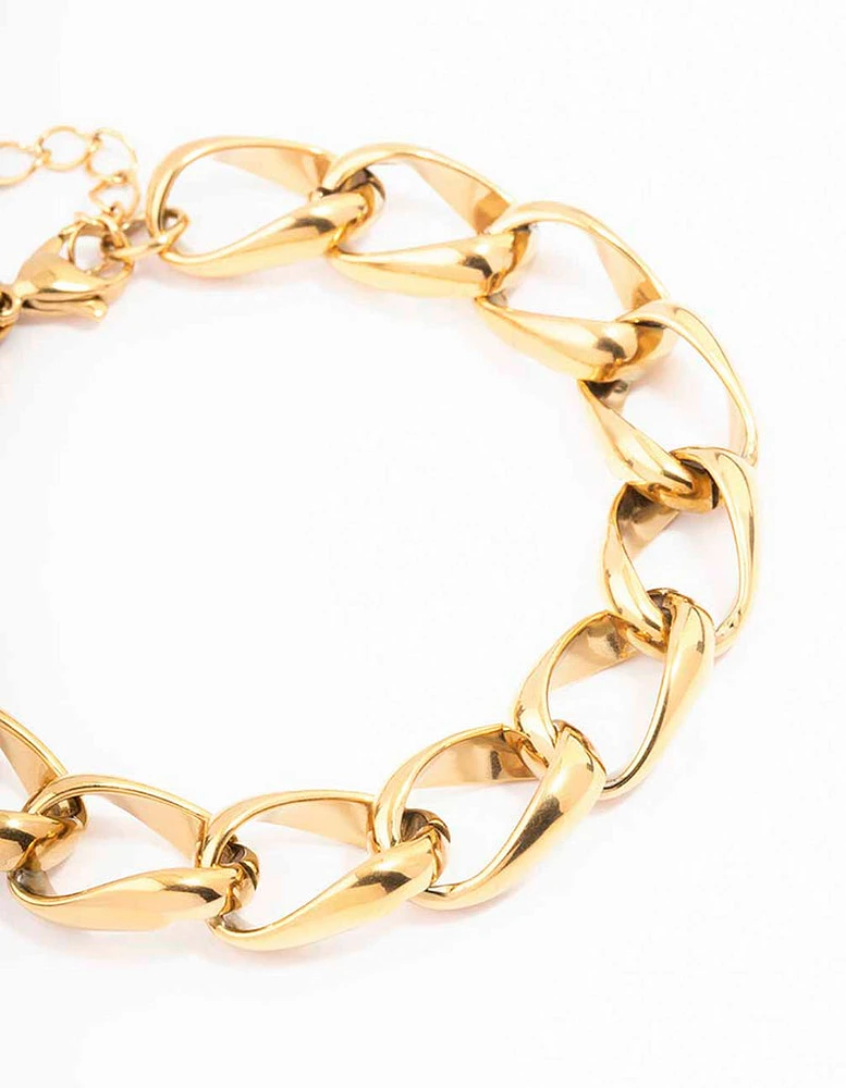 Waterproof Gold Plated Stainless Steel Open Curb Chain Bracelet