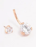 Rose Gold Plated Surgical Steel Double Round Belly Ring