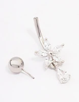 Surgical Steel Cubic Zirconia Flower Pear Belly Ring