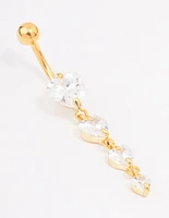 Gold Plated Surgical Steel Cubic Zirconia Heart Belly Ring