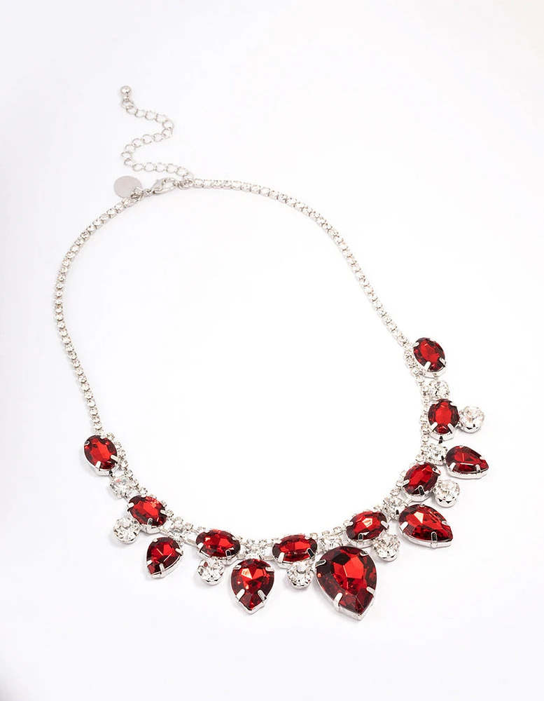 Red Multi Stone Short Necklace