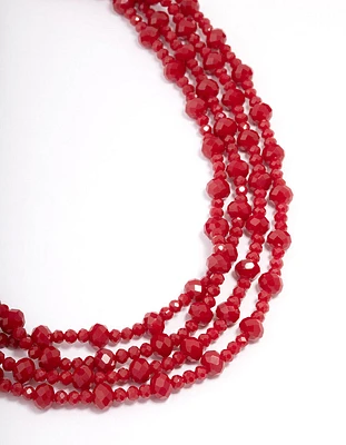 Red Beaded Short Necklace