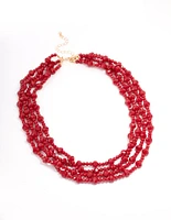 Red Beaded Short Necklace