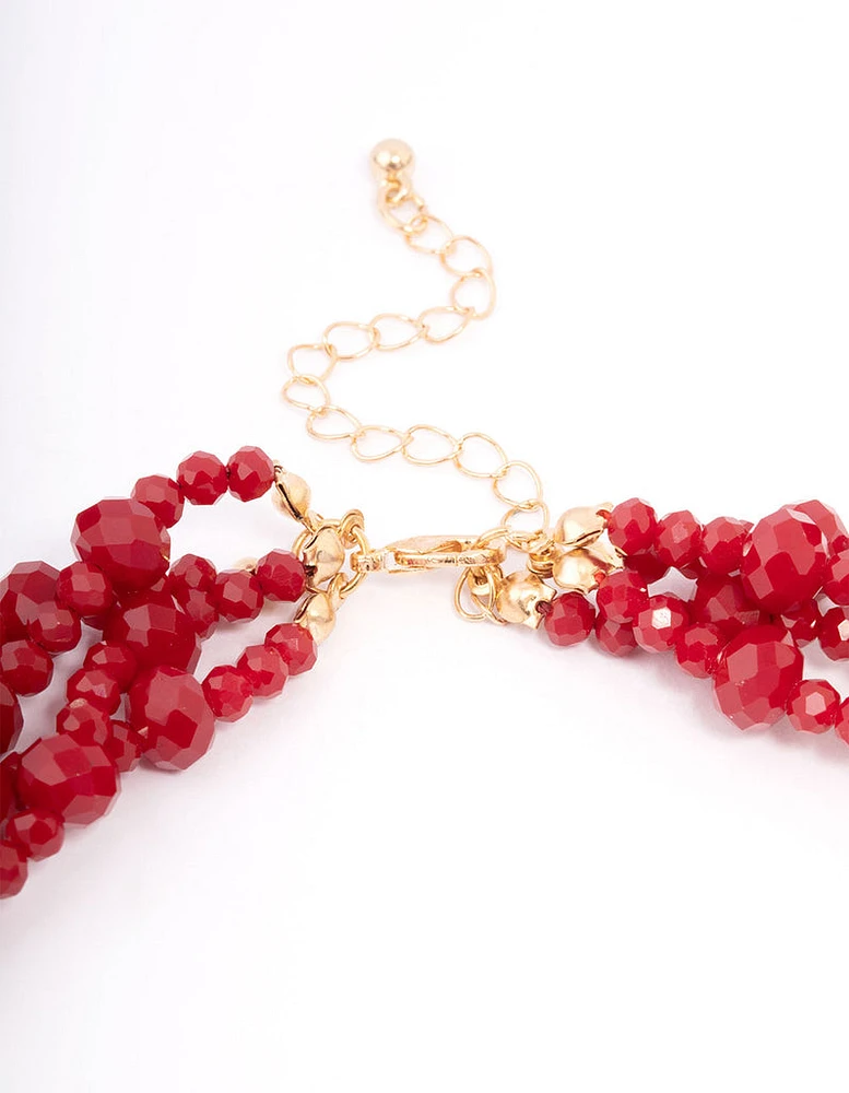 Red Beaded Short Necklace