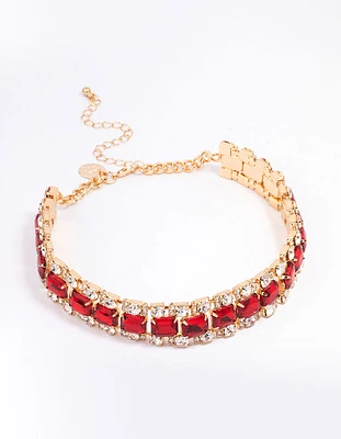 Red Multi Diamante Choker Necklace