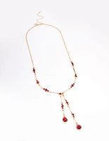 Red Multi Diamante Y-Shape Necklace