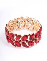 Red Adjustable Multi Stone Stretch Bracelet