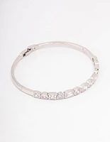 Rhodium Cubic Zirconia Mixed Shape Stone Bangle