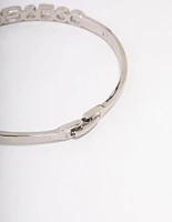 Rhodium Cubic Zirconia Mixed Shape Stone Bangle