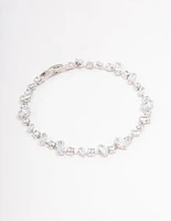 Rhodium Cubic Zirconia Rectangle & Square Stone Bracelet