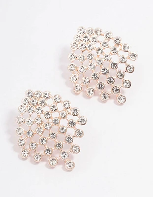 Rose Gold Round Diamante Stud Earrings