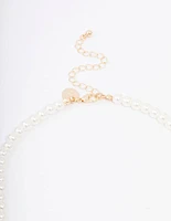 Gold Pearl & Butterfly Diamante Pendant Necklace