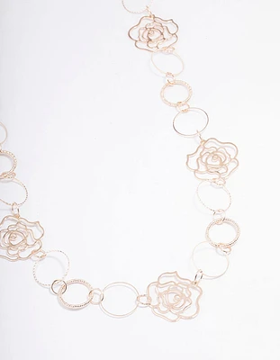 Rose Gold Rose Link Necklace