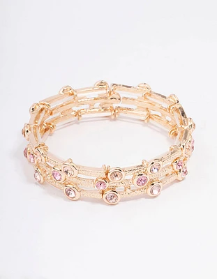 Gold Textured Diamante Bangle