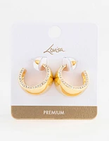 Gold Plated Diamante Wide Hoop Earrings
