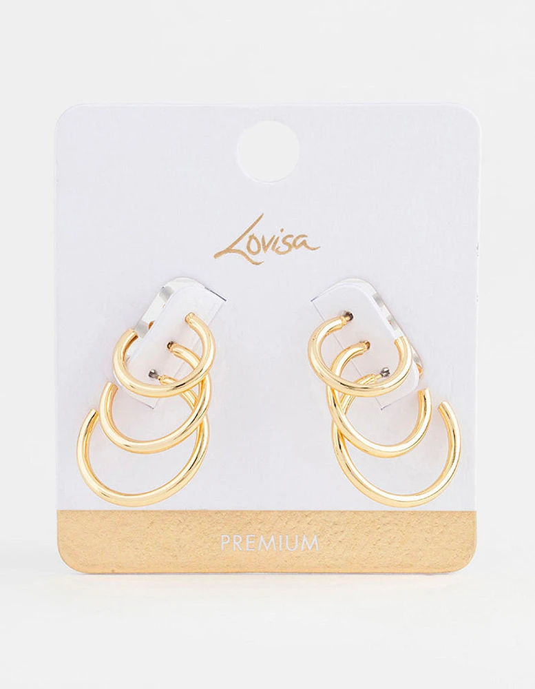 Gold Plated Thin Hoop Earring 3-Pack