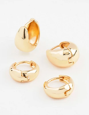 Gold Plated Bubble Huggie Earring Pack