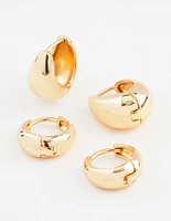 Gold Plated Bubble Huggie Earring Pack