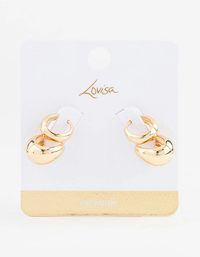 Gold Plated Bubble Huggie Earring Pack