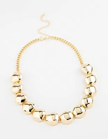 Gold Plated Dome Cup Chain Curb Pendant Necklace