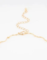 Gold Plated Wavy FOB Chain Necklace