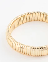 Gold Plated Wide Ribbed Bangle