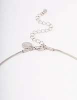 Rhodium Snake Chain Pearl Pendant Necklace