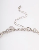 Silver Puffy Heart Chunky Chain Necklace