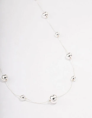 Silver Molten Ball Long Necklace